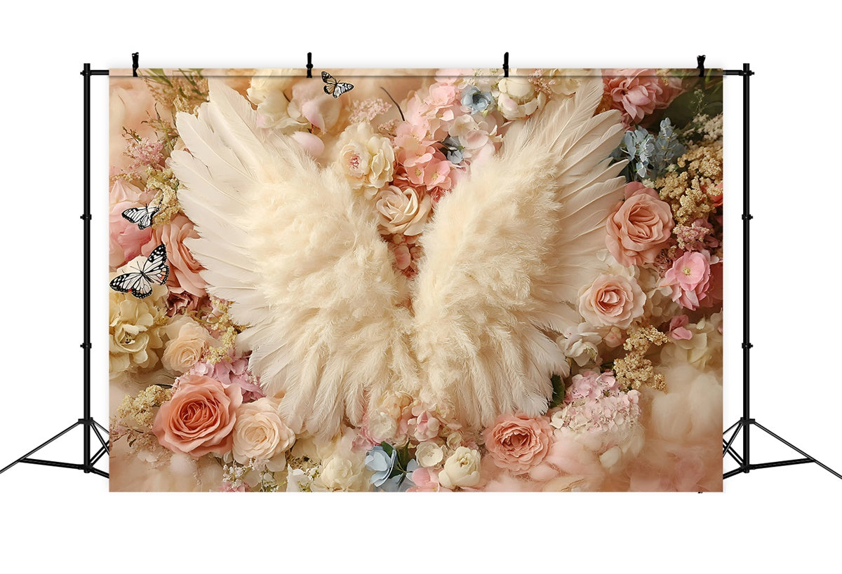 Toile de fond Enfants Ailes d’Ange Jardin Fleurs GQ5-171