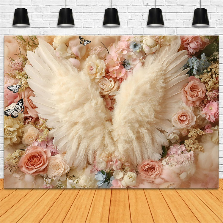 Toile de fond Enfants Ailes d’Ange Jardin Fleurs GQ5-171