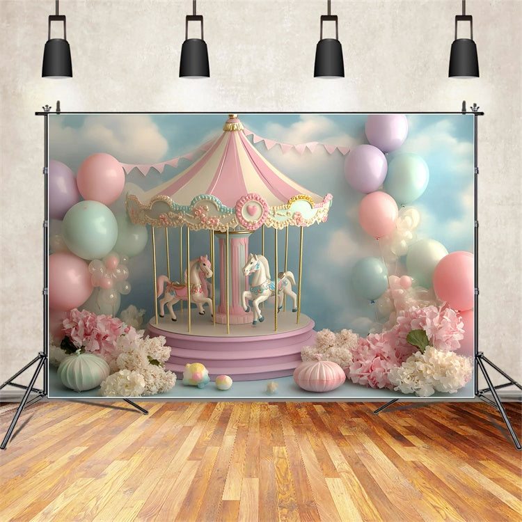 Toile de fond Enfants Voiturerousel Pastel Fantaisie GQ5-174