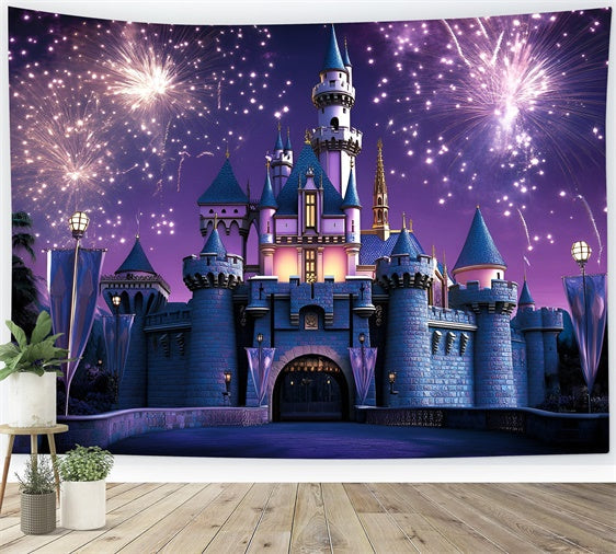 Toile de fond Château Feux d’Artifice Château Magique Enfants GQ5-178