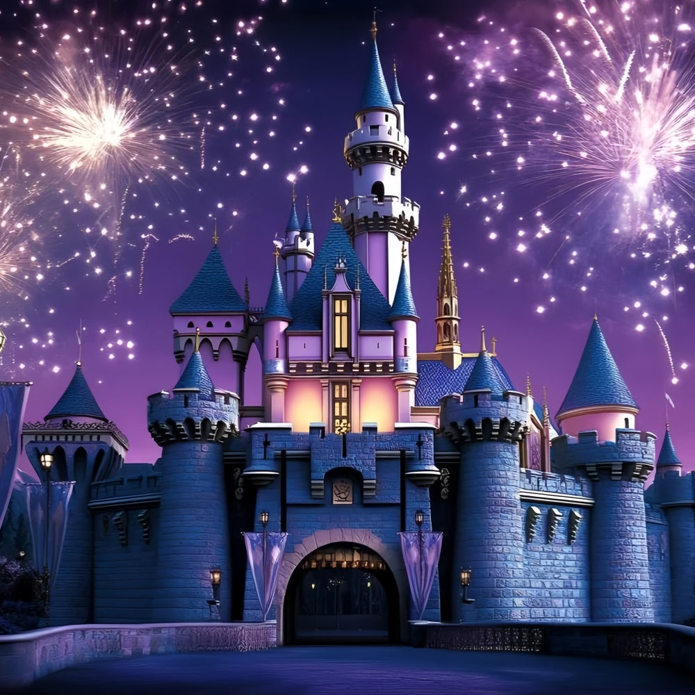 Toile de fond Château Feux d’Artifice Château Magique Enfants GQ5-178
