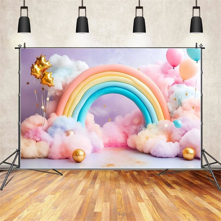 Toile de fond Arc-en-Ciel Arche Pastel Ballons Enfants GQ5-189