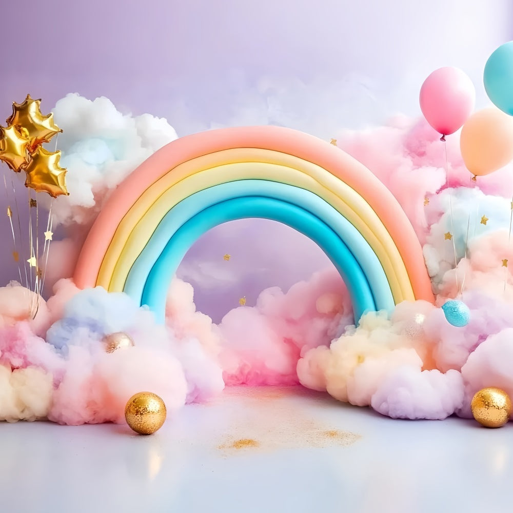 Toile de fond Arc-en-Ciel Arche Pastel Ballons Enfants GQ5-189