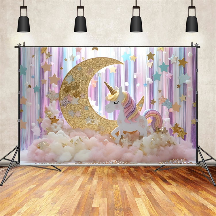 Toile de fond Étoiles Licorne Fantaisie Étoiles Nouveau-né GQ5-195