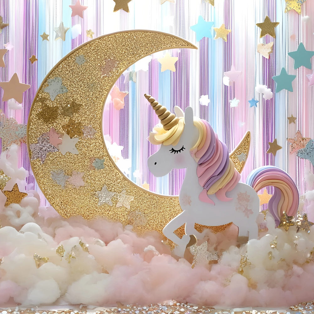 Toile de fond Étoiles Licorne Fantaisie Étoiles Nouveau-né GQ5-195