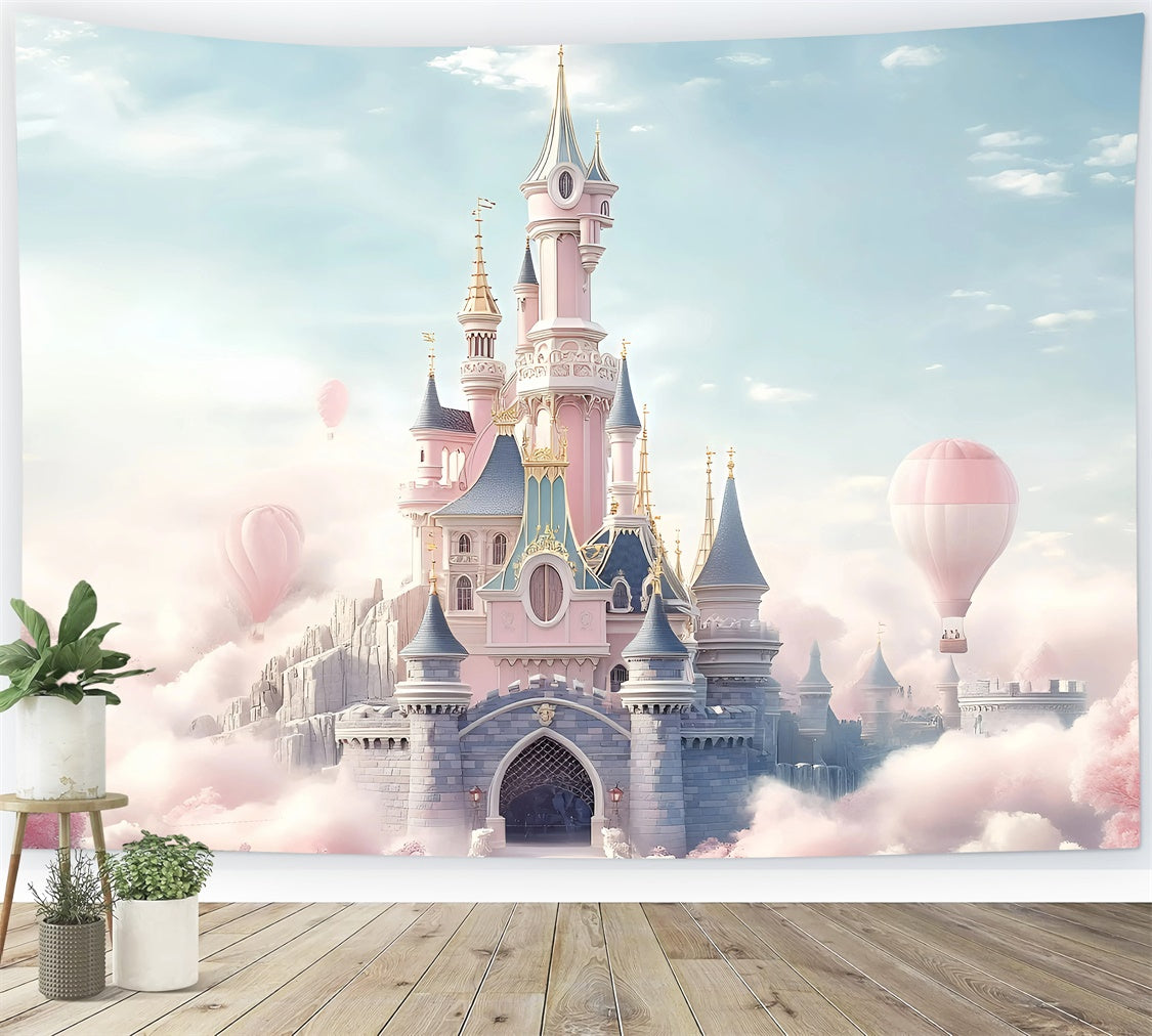 Toile de fond Château Palais Rose Fantaisie Enfants GQ5-199