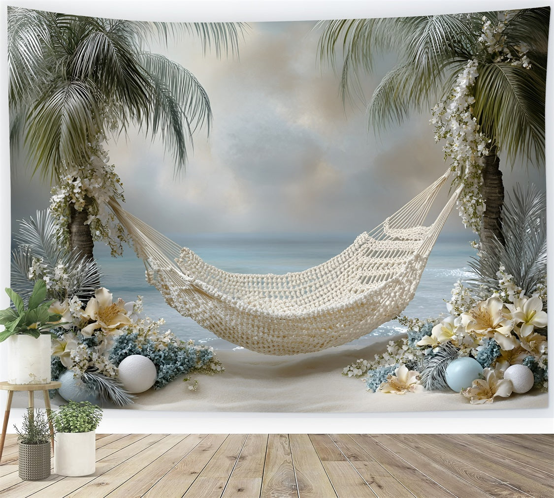 Toile de fond Photographie Enfants Plage Fleur Palmiers GQ5-204