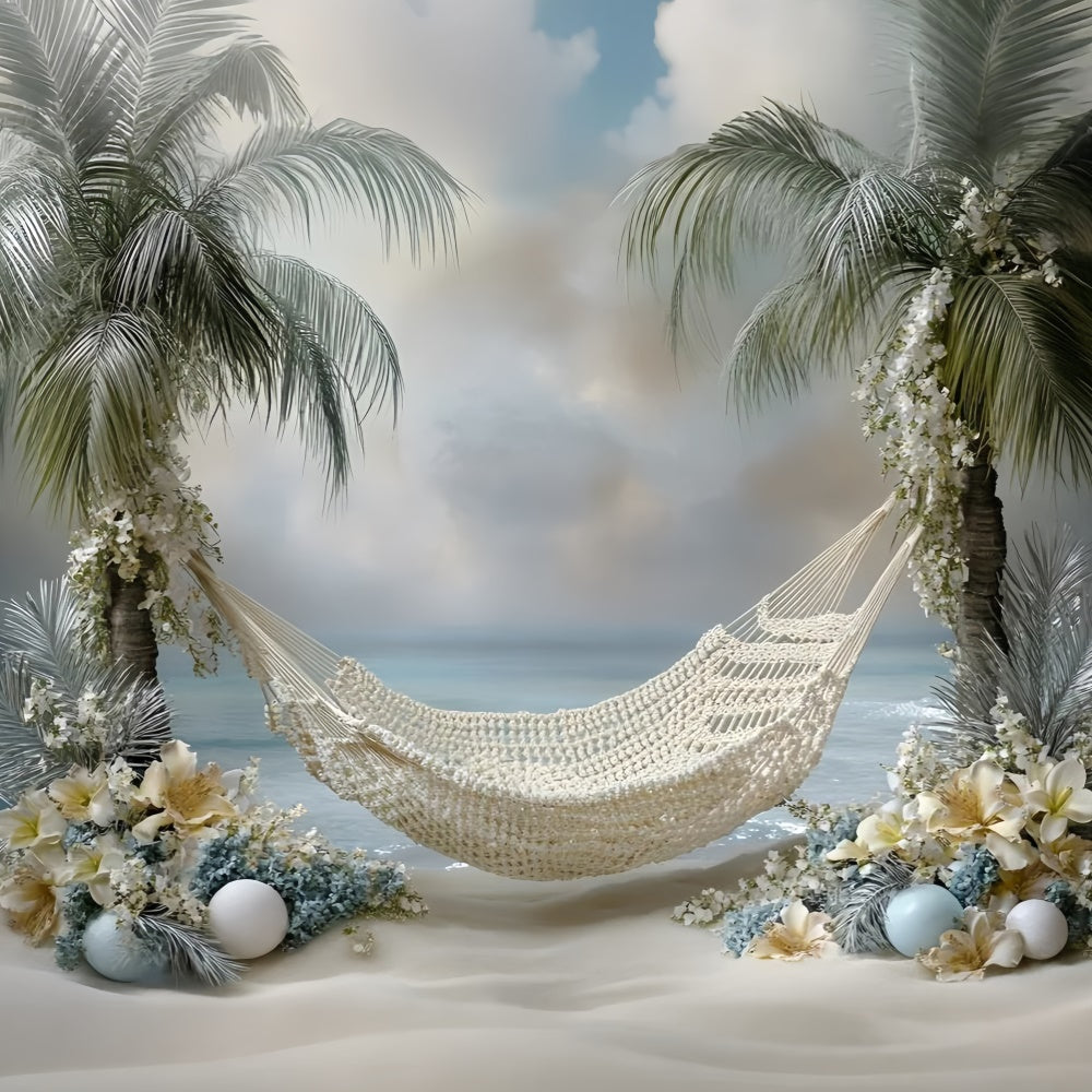 Toile de fond Photographie Enfants Plage Fleur Palmiers GQ5-204