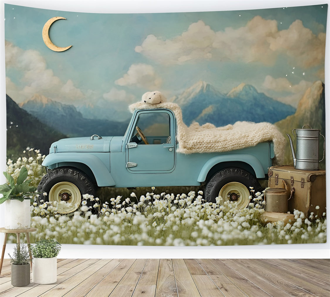 Toile de fond Nouveau-né Camion Bleu Aventure GQ5-208