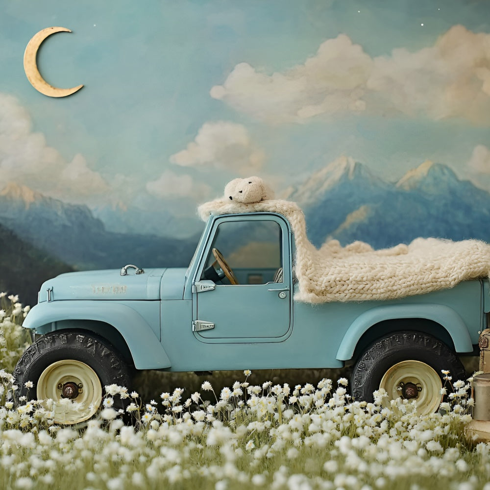 Toile de fond Nouveau-né Camion Bleu Aventure GQ5-208