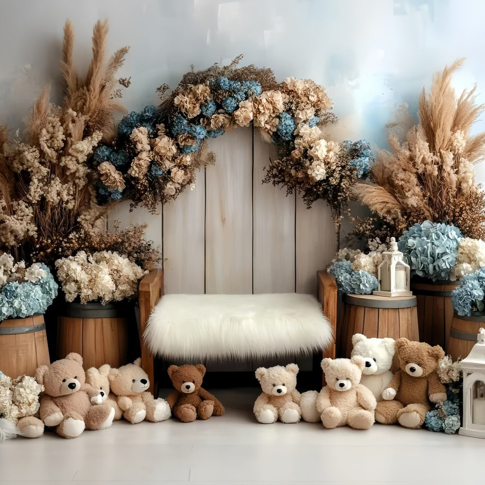 Toile de fond Nouveau-né Jardin Ours En Peluche GQ5-209