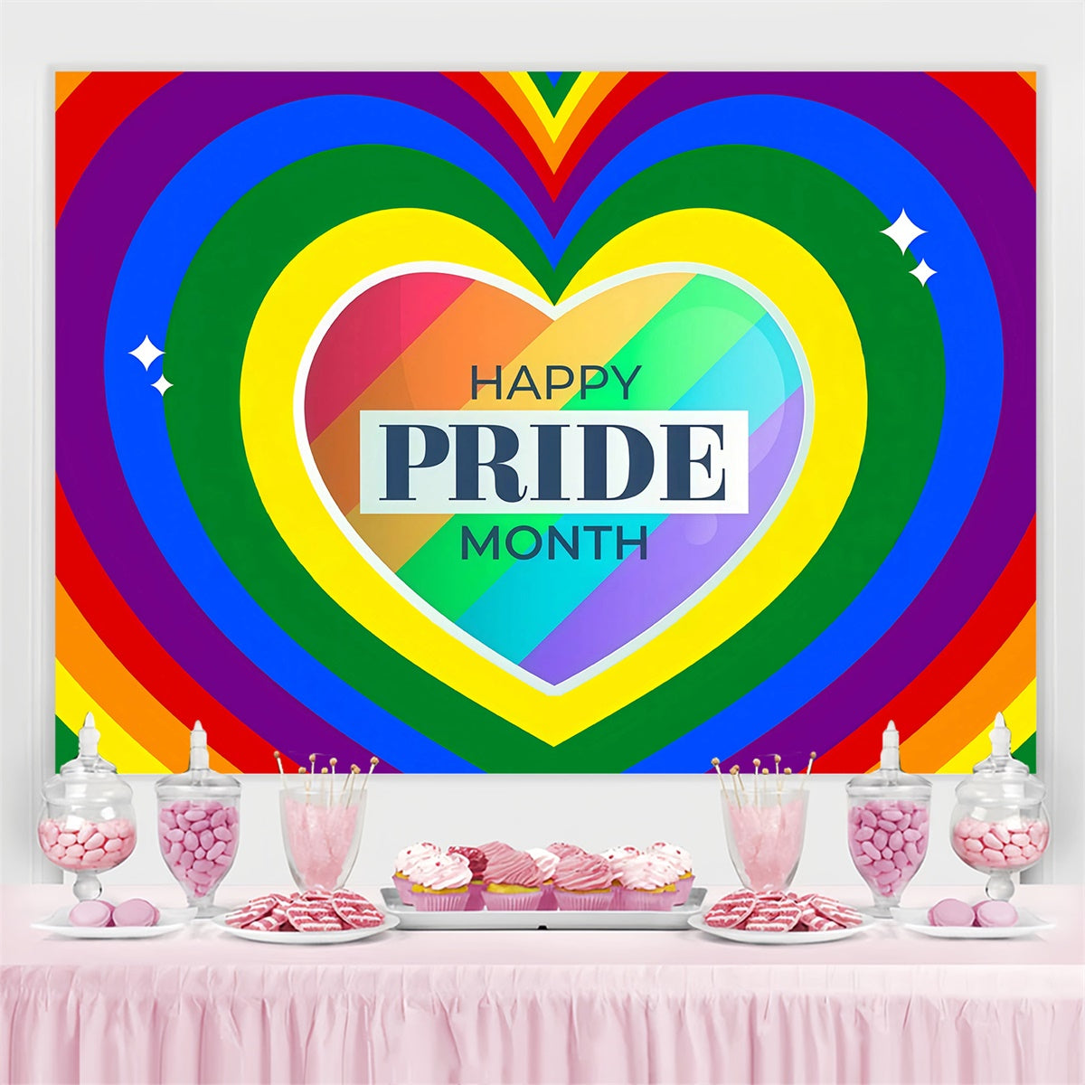 Toile de fond Mois de la Fierté Pouvoir Cœur Arc-en-Ciel GQ5-222