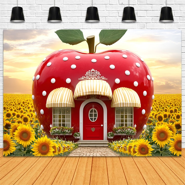 Toile de fond Automne Maison aux Pommes Tournesol GQ5-73