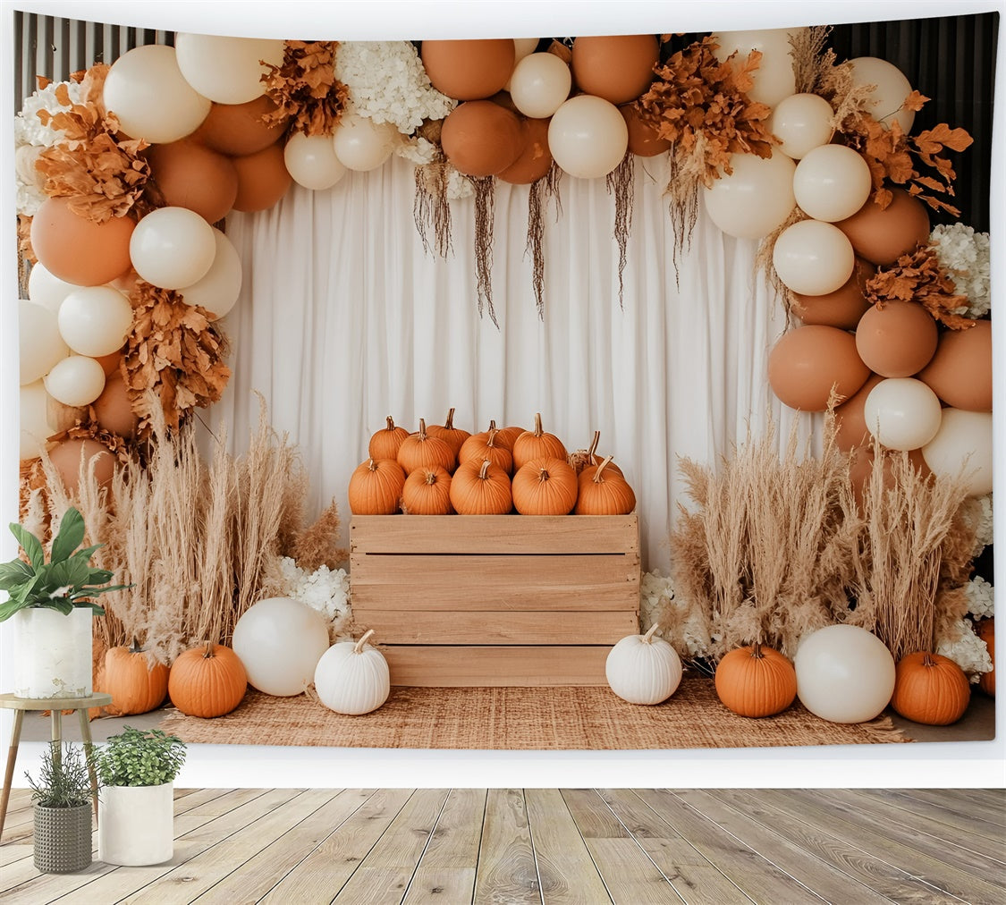 Toile de fond Automne Caisse à Citrouilles Arche de Ballons GQ5-74