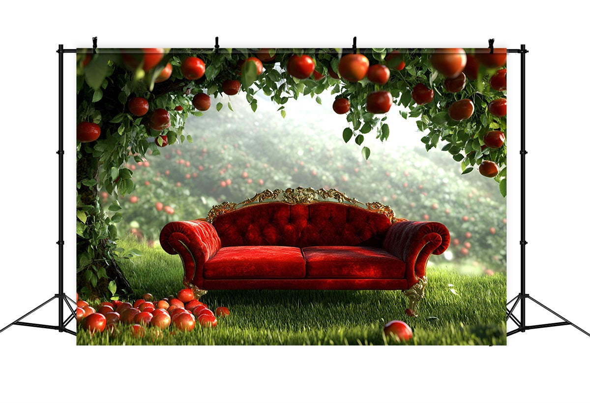 Toile de fond Automne Verger de Pommes Canapé Rouge GQ5-99