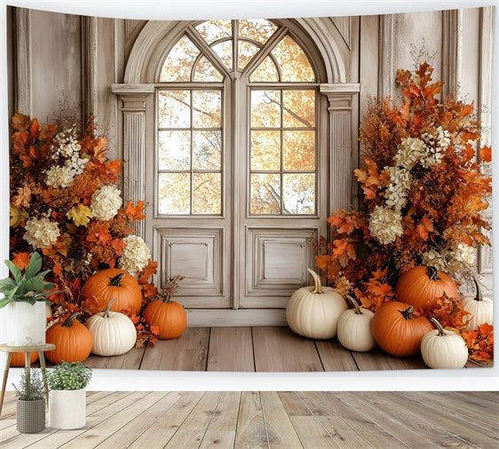 Toile de fond Photo Automne Fenêtre Cottage Français GQ57-101
