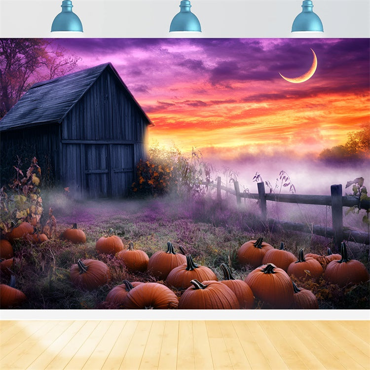 Toile de fond Photo Automne Citrouille Brouillard Fantaisie GQ57-107