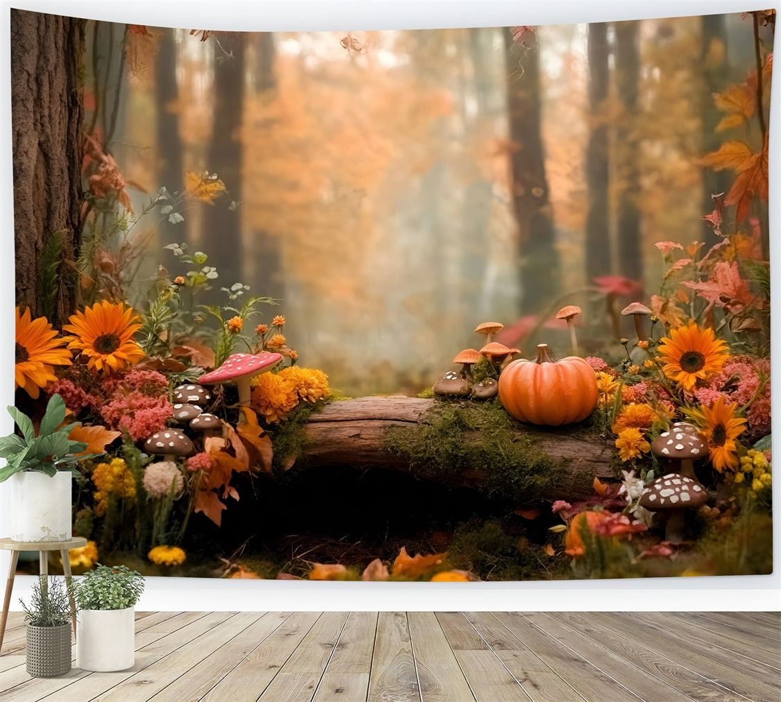 Toile de fond Automne Forêt Féérique Citrouille GQ57-109
