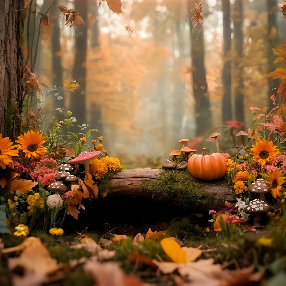 Toile de fond Automne Forêt Féérique Citrouille GQ57-109