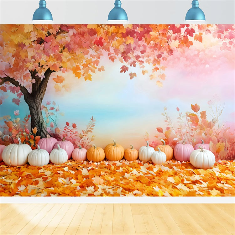 Toile de fond Déco Automne Citrouille Pastel Rêves GQ57-111