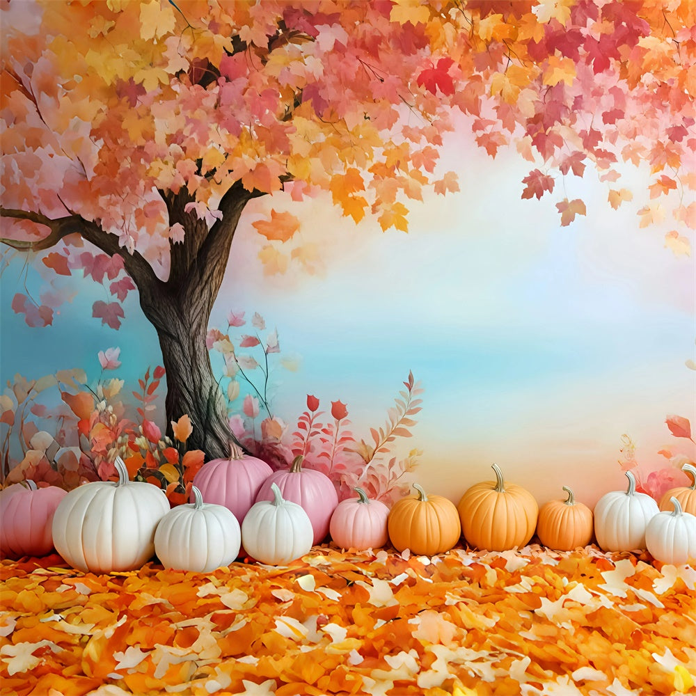 Toile de fond Déco Automne Citrouille Pastel Rêves GQ57-111