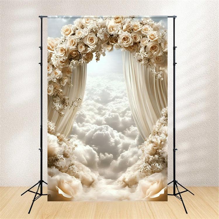 Toile de fond Nuages Arche Rose Paradis GQ57-114