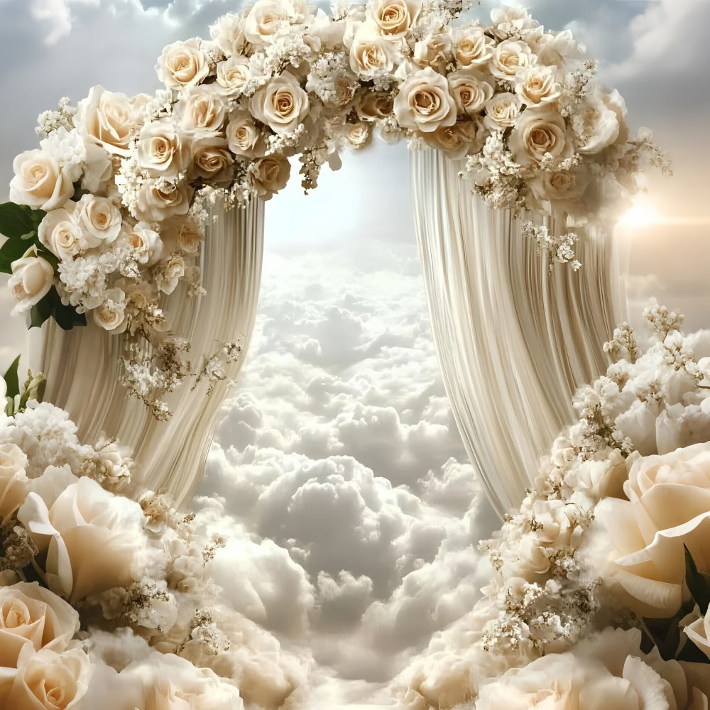 Toile de fond Nuages Arche Rose Paradis GQ57-114