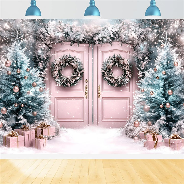 Toile de fond photo Noël Entrée Rose Enchantée GQ57-12