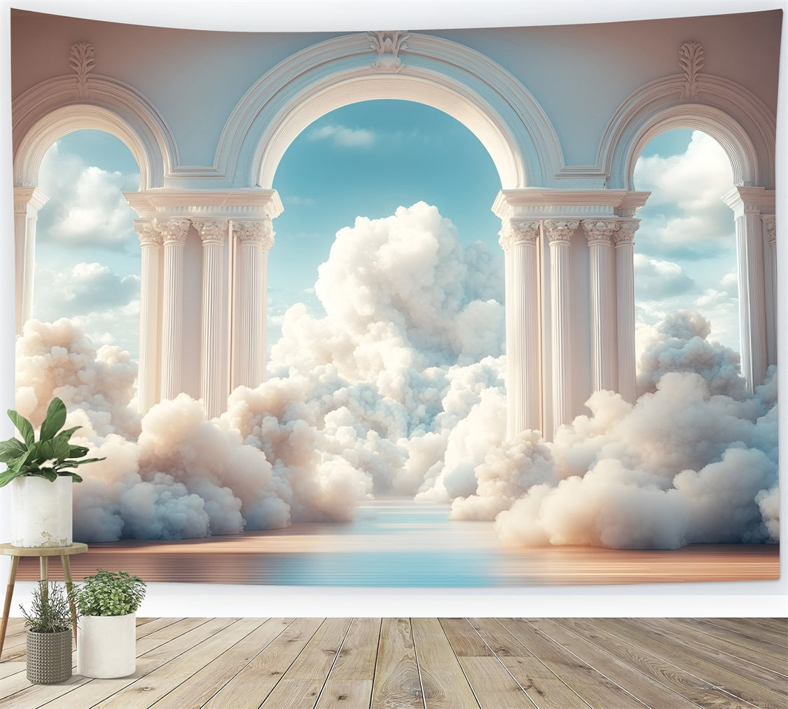 Toile de fond Ciel Nuageux Arche Ciel Colonnades GQ57-124