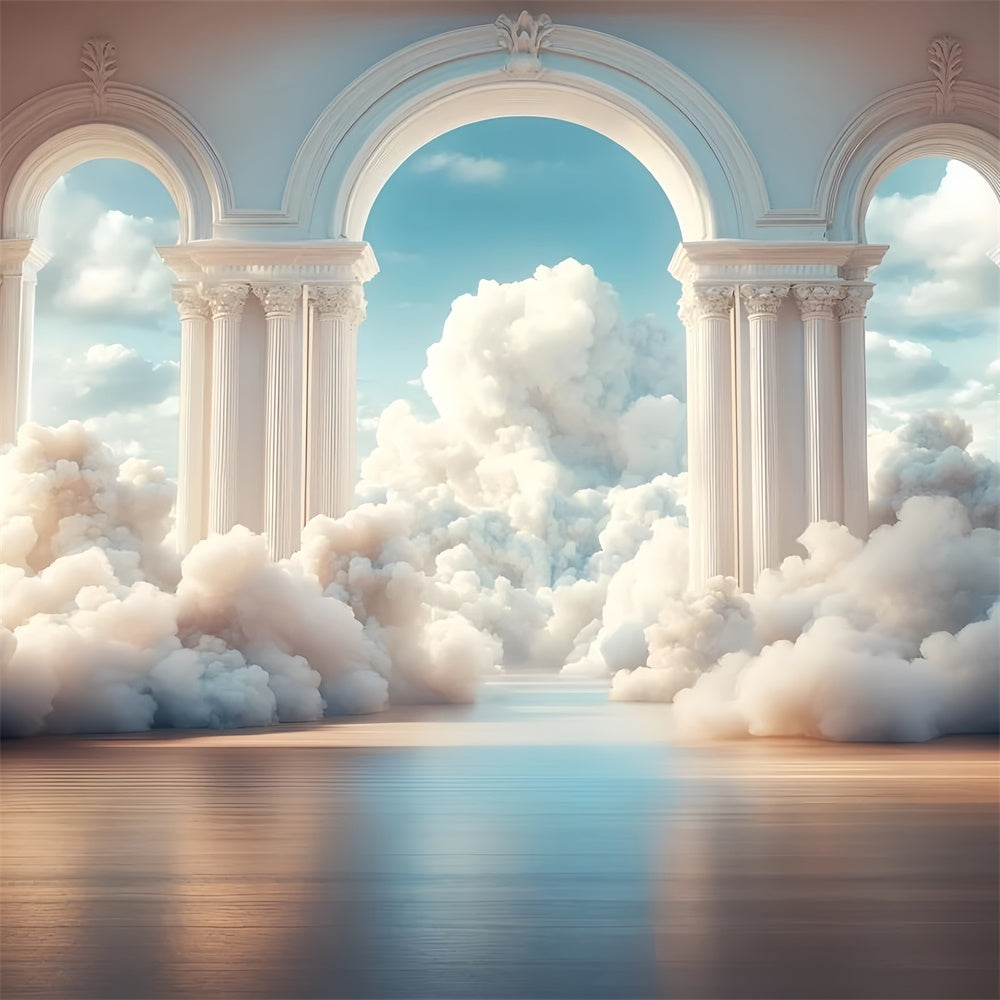 Toile de fond Ciel Nuageux Arche Ciel Colonnades GQ57-124