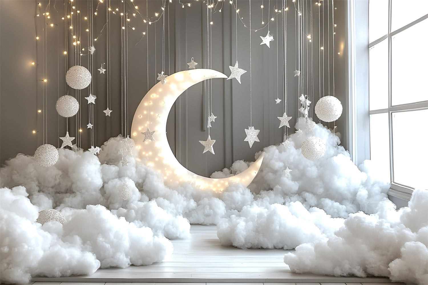 Toile de fond Nuages Étoiles Suspendues Lune GQ57-125