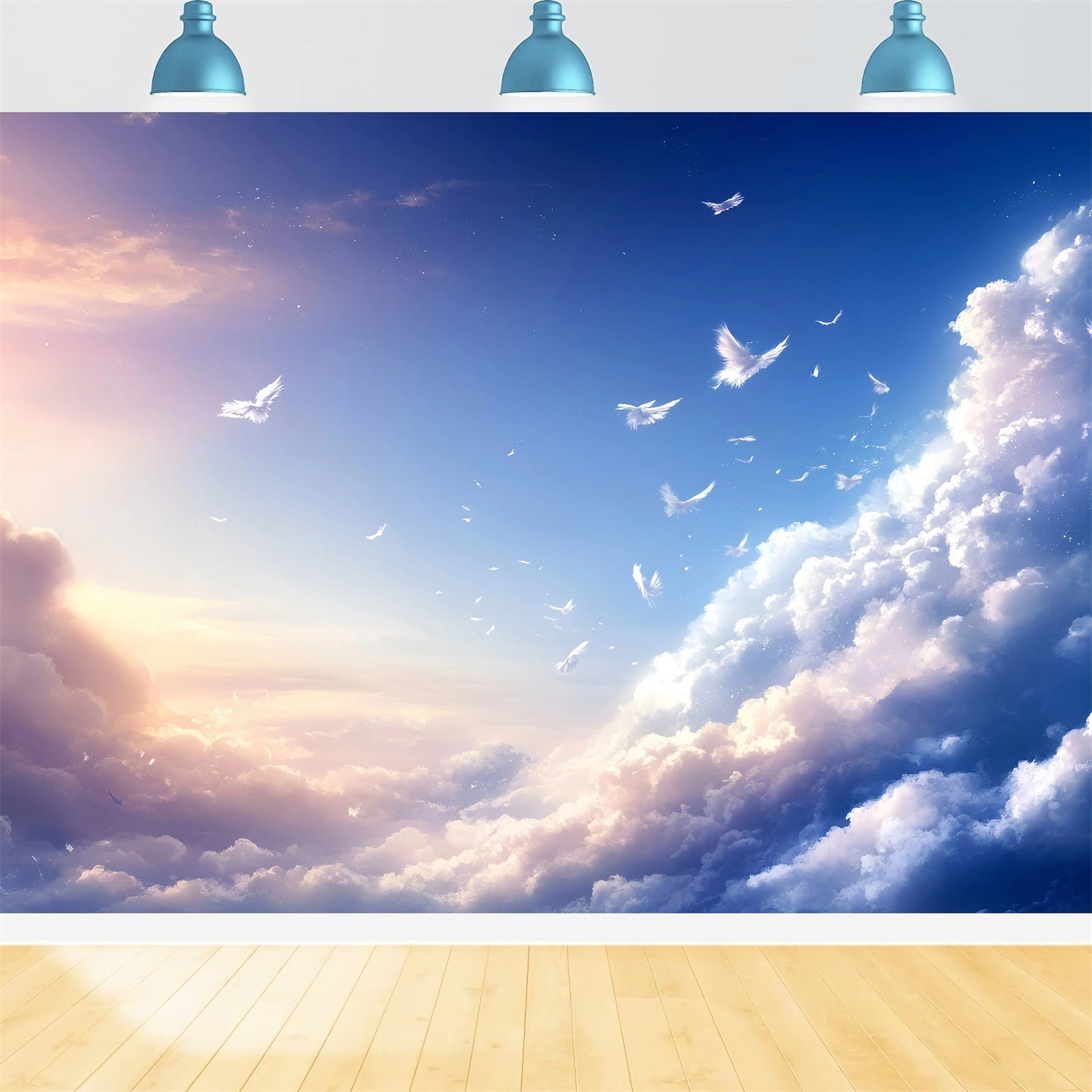 Toile de fond Ciel Bleu Plumes Dérive Nuage GQ57-127