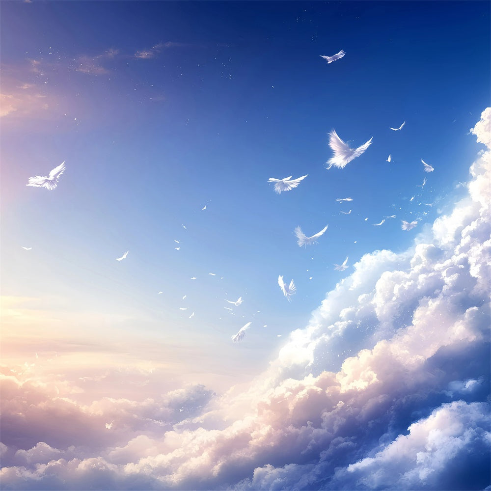 Toile de fond Ciel Bleu Plumes Dérive Nuage GQ57-127