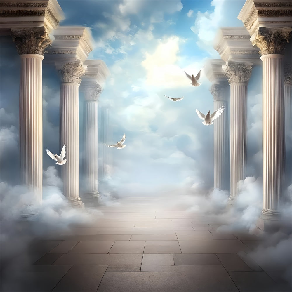 Toile de fond Nuages Vol Colombe Temple Nuage GQ57-129