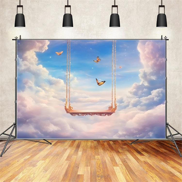 Toile de fond Ciel Nuageux Papillon Ciel Pastel GQ57-130