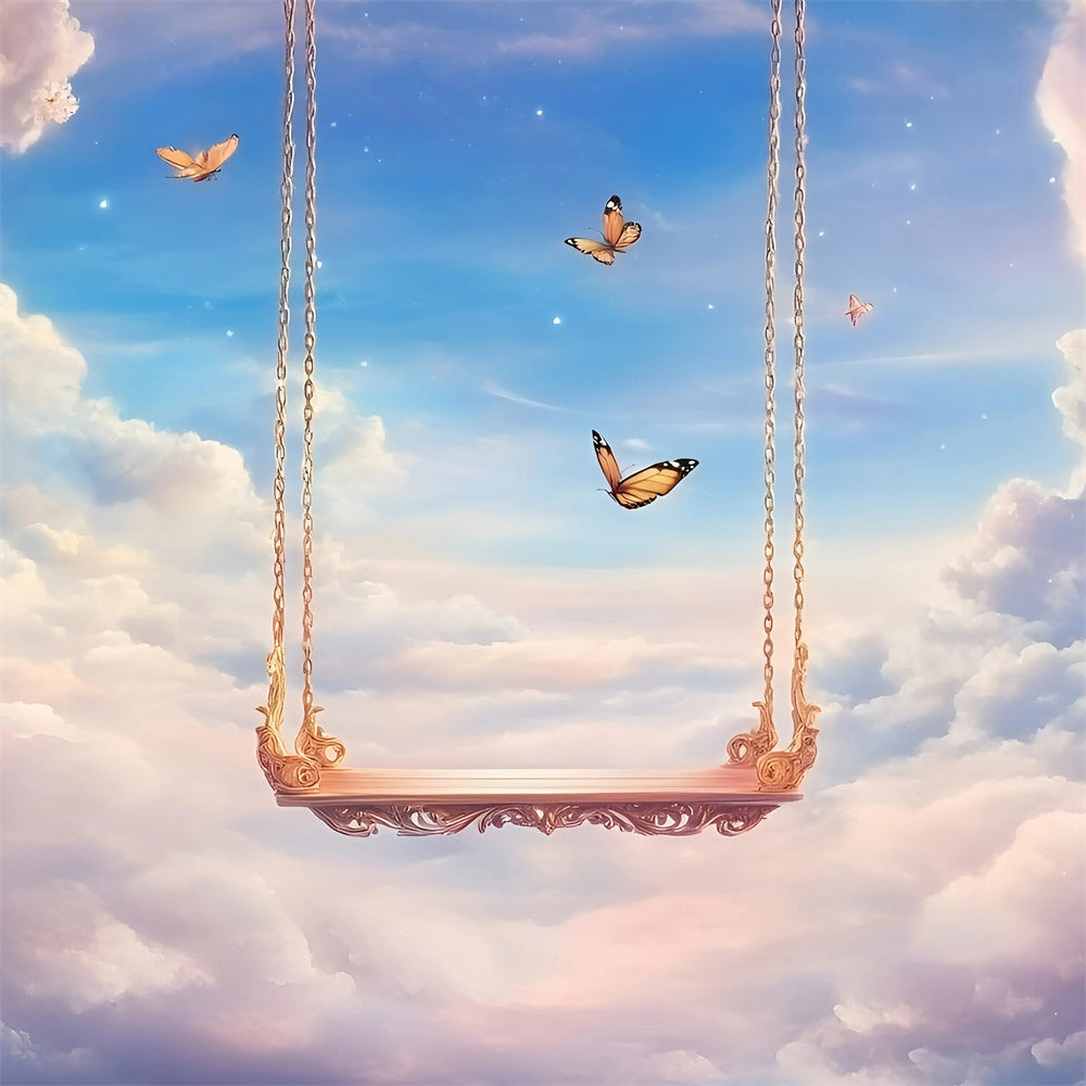 Toile de fond Ciel Nuageux Papillon Ciel Pastel GQ57-130