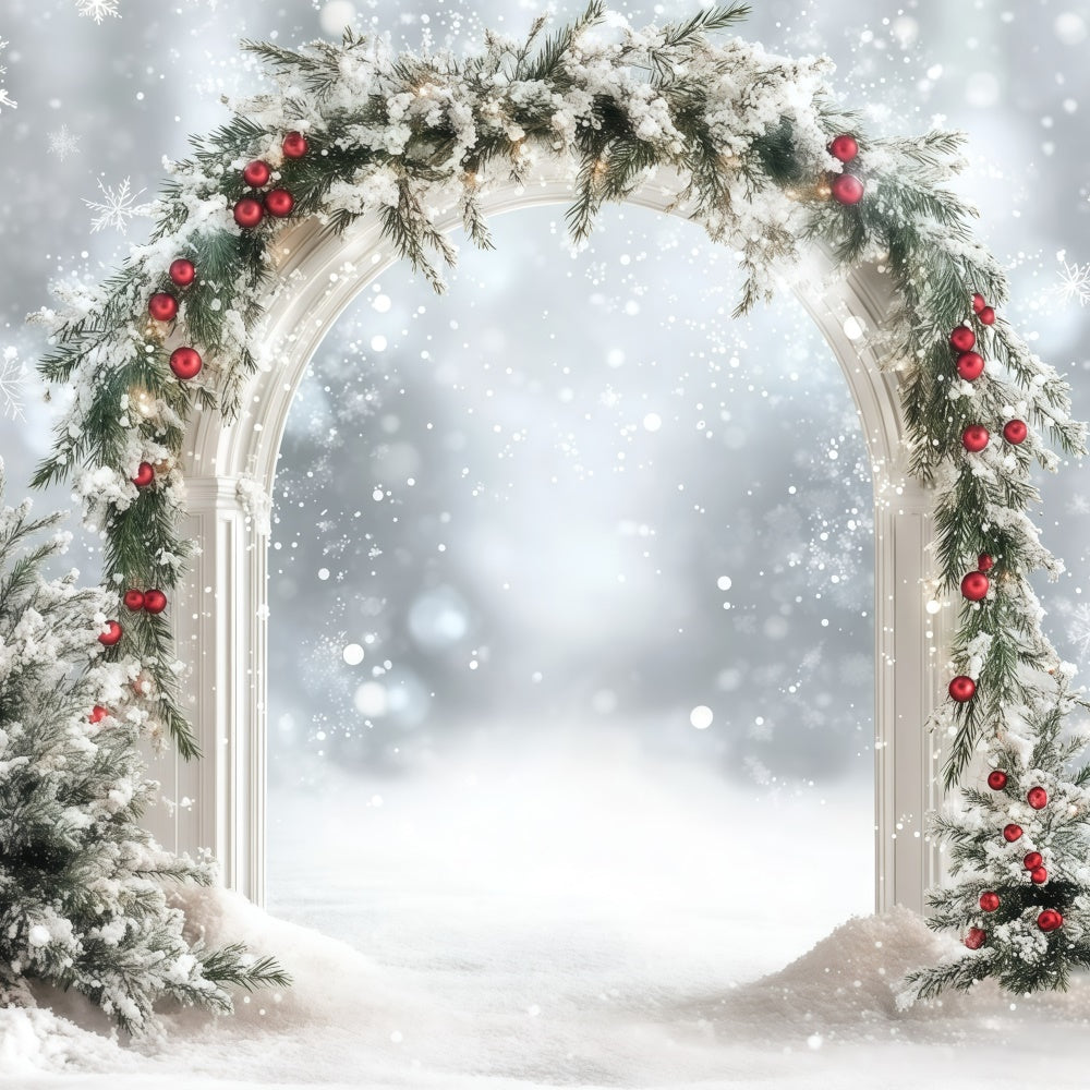 Toile de fond Hiver Arche Guirlande Neigeuse GQ57-139