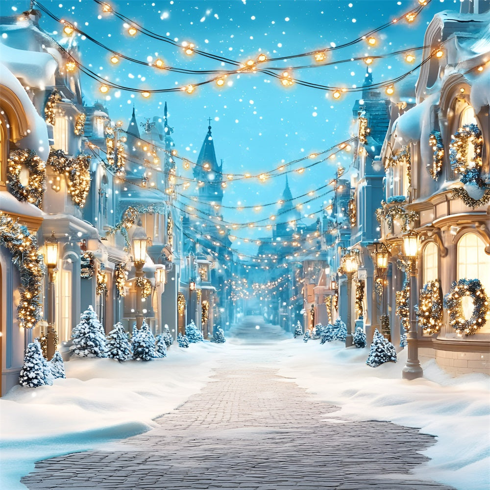 Toile de fond Hiver Rue Festive Enneigée GQ57-140