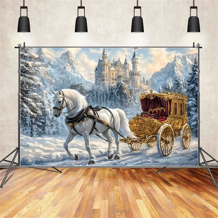Toile de fond Hiver Balade Royale Château Hivernal GQ57-144