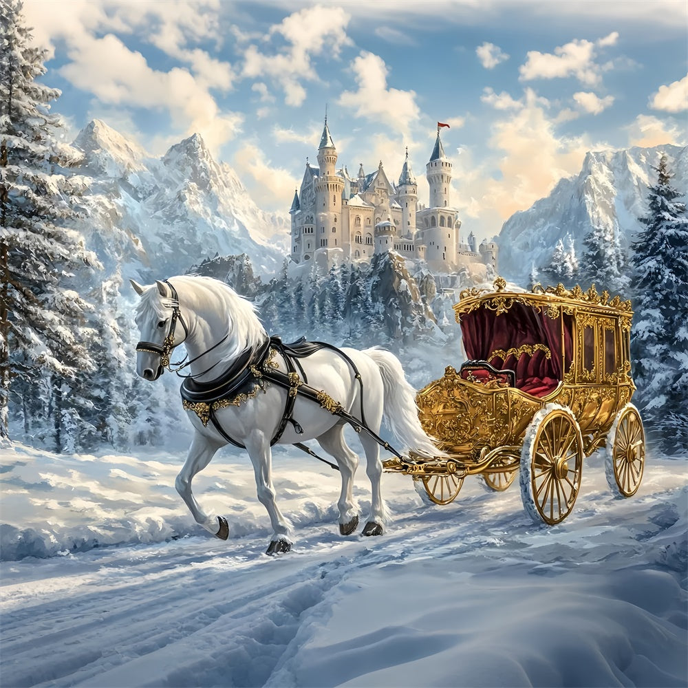 Toile de fond Hiver Balade Royale Château Hivernal GQ57-144