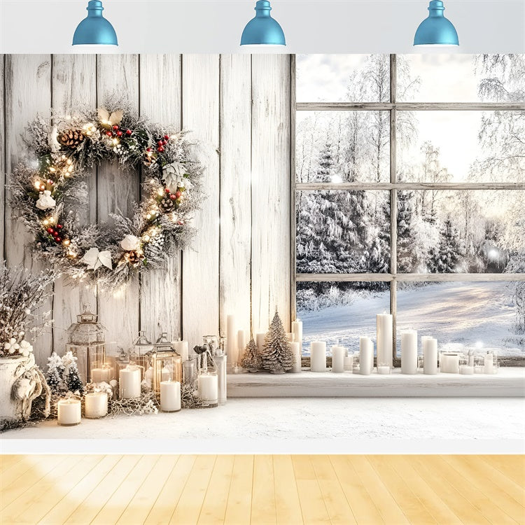 Toile de fond Hiver Couronne Rustique GQ57-145