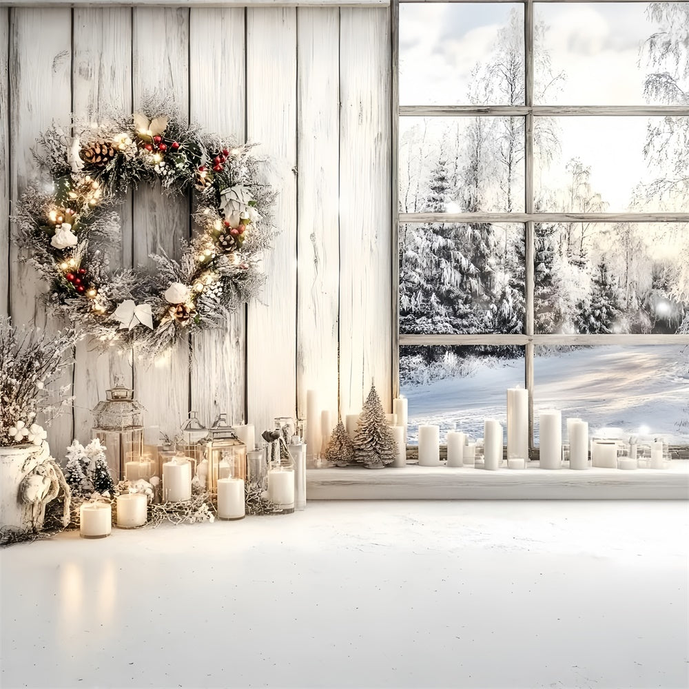 Toile de fond Hiver Couronne Rustique GQ57-145