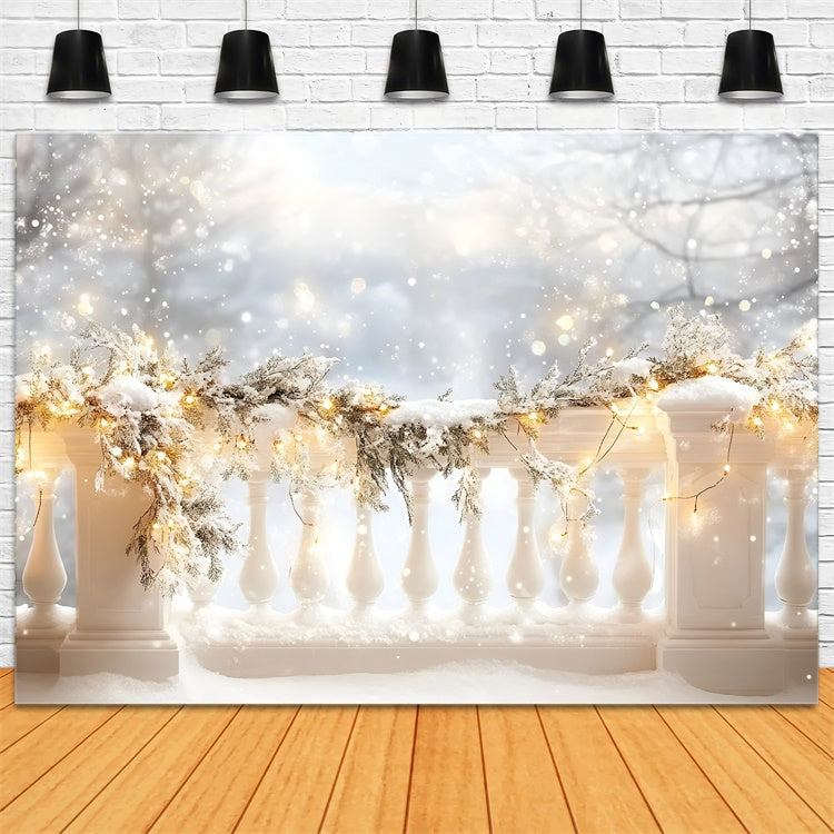 Toile de fond Hiver Terrasse Enneigée Illuminée GQ57-146