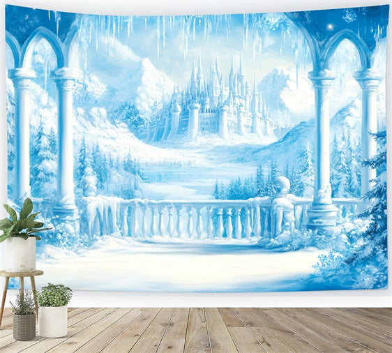 Toile de fond Hiver Palais de Neige Château Gelé GQ57-147