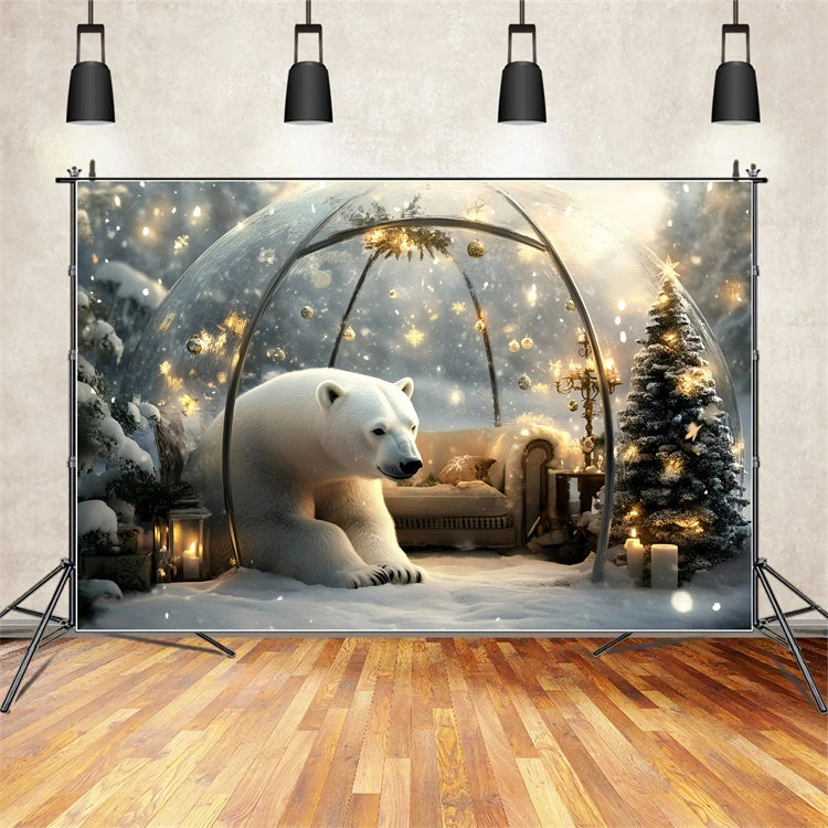 Toile de fond Hiver Forêt Enchantée Ours Polaire GQ57-154