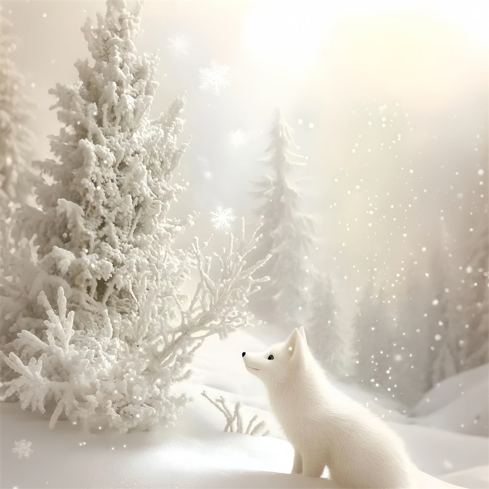 Toile de fond Hiver Flocon Renard Blanc Éclat GQ57-156