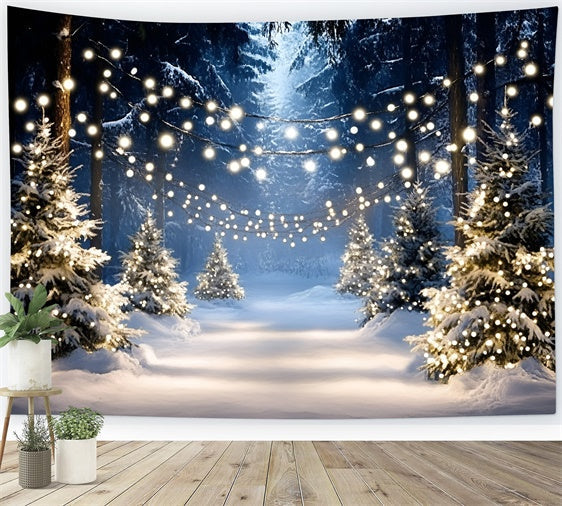 Toile de fond Hiver Sentier Arbre Lumineux GQ57-159