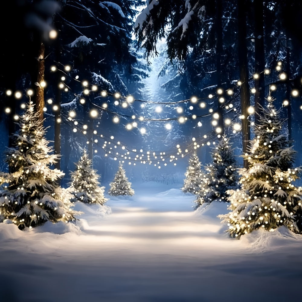 Toile de fond Hiver Sentier Arbre Lumineux GQ57-159