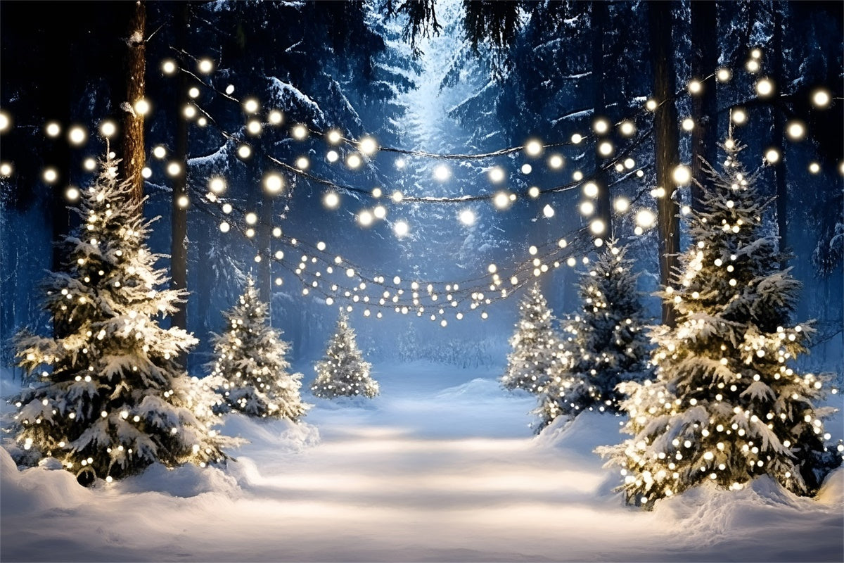 Toile de fond Hiver Sentier Arbre Lumineux GQ57-159