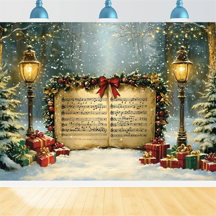 Toile de fond photo Noël Chants de Noël Nuit Enneigée GQ57-16